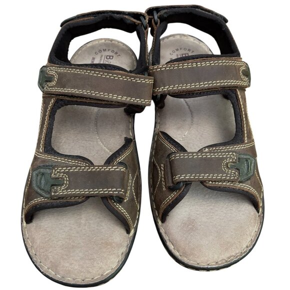 BIÖRNDAL Mens Leather Sandals Size 8 Adjustable Straps Top and Back Memory Foam - Picture 3 of 10